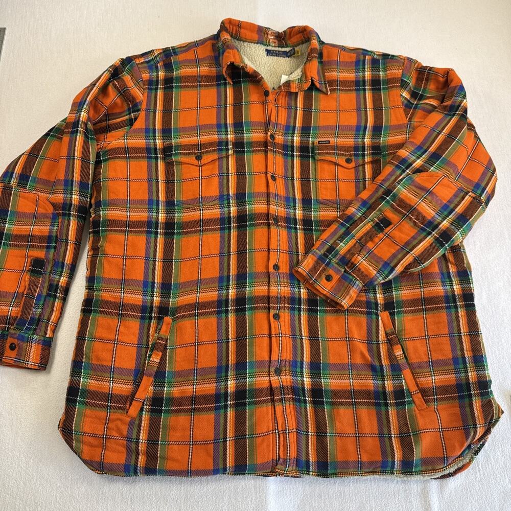 Polo Ralph Lauren Sherpa Lined Flannel Overshirt Jacket Men 3XLT Big NWT $328
